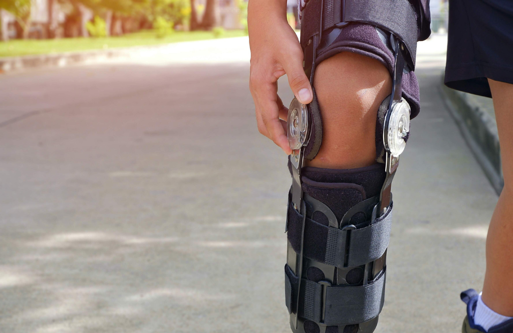 knee brace on a person