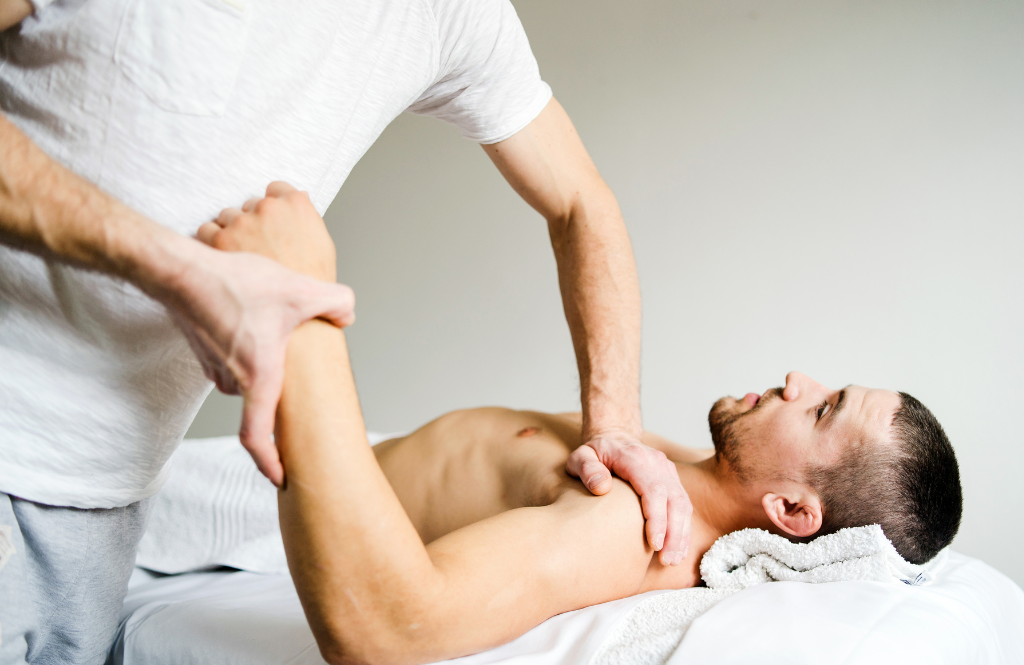 physio treating a shoulder patient