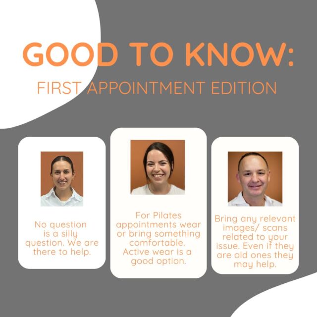 Our Physio's have some helpful tips about attending your first appointment.#physiosydney #pilatessydneycbd #sydneyphysiotherapy #spinalphysio #physiopilates 🙋🙋‍♀️