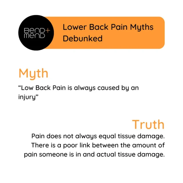 Managing lower back pain can be difficult enough without being swayed by many of the myths that exist for this injury. Here are some of the myths debunked!#physiosydneycbd #physiosportscbd #sportsphysio #bendandmend