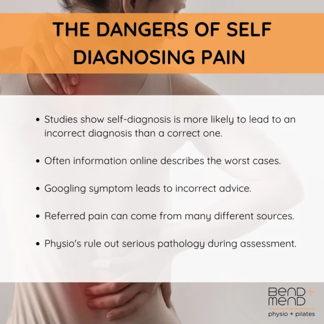 Are you ever tempted to consult with Dr Google before seeing a health professional? Studies show that you end up with a correct diagnosis only 30% of the time. Individual factors help determine diagnosis and ruling out serious conditions is also important.#sydneyphysio #pilatessydneycbd #physiosydneycbd #backphysio #bendandmend