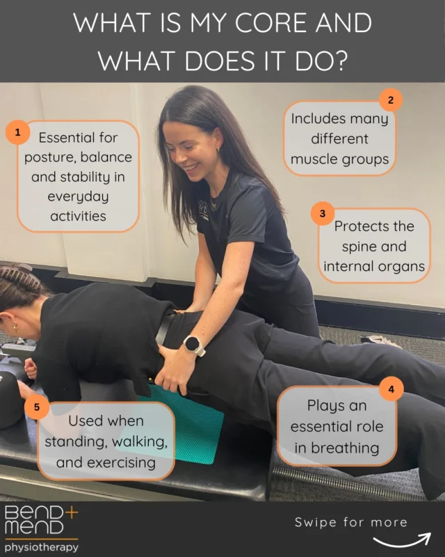Typically, the core is thought to be your stomach/abdominal muscles, and the belief is that these muscles keep your lower back stable. You "core" actually involves more than just your abs.
#sportsphysio #bendandmend #core #backphysio #spinalphysio