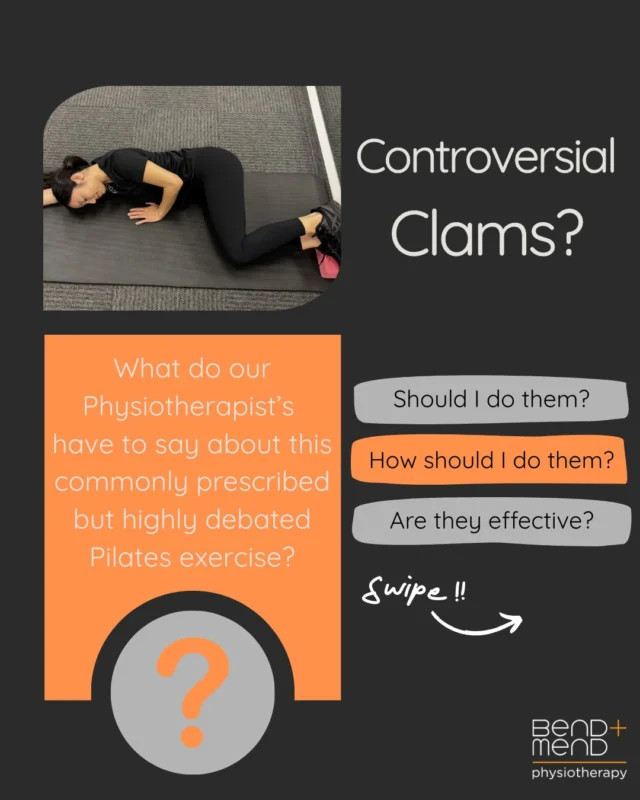 Many people report not feeling much from "clams"" or feeling the “wrong” muscles working instead, so they end up forgetting about it.  Most of the time it comes down to how the exercise is prescribed and performed. Small variations and proper cues can make a huge difference. https://bendandmend.com.au/news/pilates/activate-your-glutes-with-clams/#bendandmend #physiosydneycbd #sportsphysio #clams #glutes #glutestrength 🍑