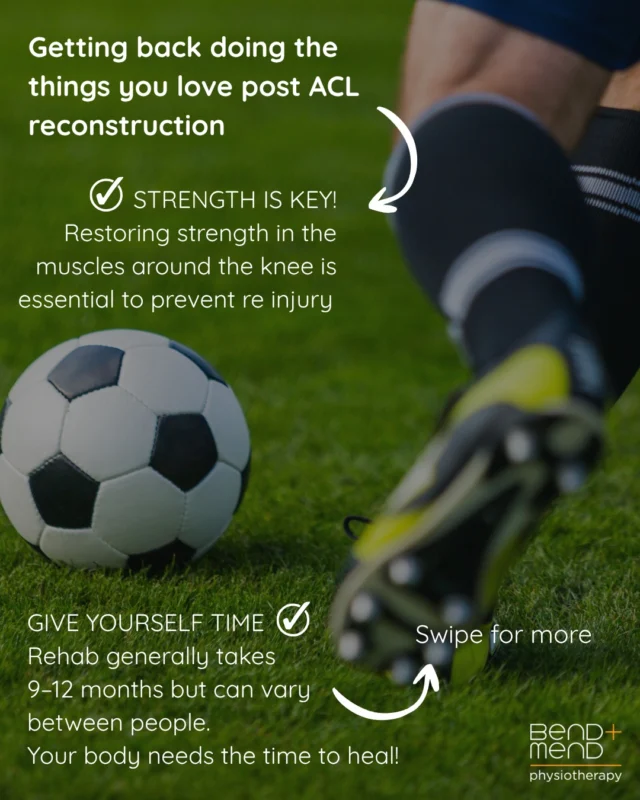 Most athletes return to sport 9–12 months after ACL surgery, but timing alone isn’t enough. Safe return depends on strength, functional testing, and confidence in the knee. Meeting these criteria reduces re-injury risk and ensures the knee can handle sport-specific demands.#SydneyPhysio #PhysioNearMe #SportsPhysio #bendandmend #aclrecovery