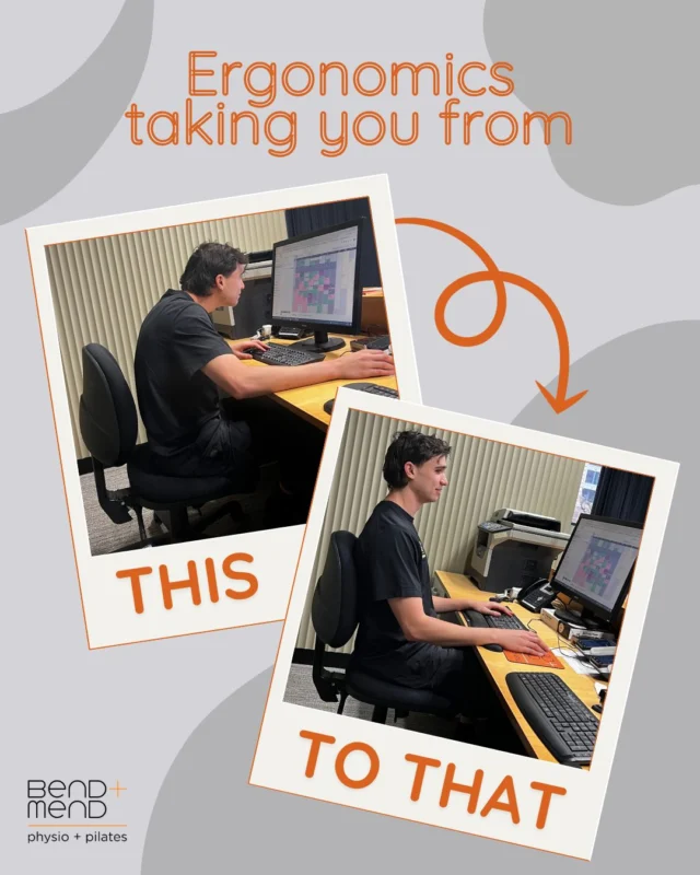 Spot the difference... your posture makes all the difference!
Hours at your desk don't have to mean neck pain, back pain or headaches.
A few simple adjustments can reduce strain on your spine, improve comfort and help you stay productive throughout the day.
✅ Sit back in your chair with support for your lower back
✅ Keep your screen at eye level
✅ Relax your shoulders and keep your elbows close to your body
✅ Place your feet flat on the floor
✅ Get up and move every 30–60 minutes
Small changes today can help prevent bigger problems tomorrow.If you're struggling with aches and pains at work, our physiotherapists can assess your workstation, identify what's causing your symptoms and provide practical solutions tailored to you.#bendandmend #sydneyphysiocbd #physiobackpain #martinplacepilates