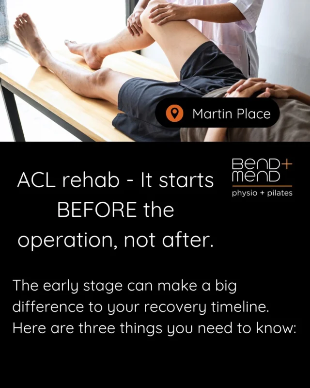 Your ACL knee rehab begins before the operation, not once it’s over.
What you do in the early stages can influence the path of your recovery. Here are three key priorities.#ACLRehab #ACLInjury #Physiotherapy #KneeRehab #SportsInjury #Prehab #PostOpRehab #BendAndMendPhysio #bendandmend  #SportsPhysioSydney  #aclphysio